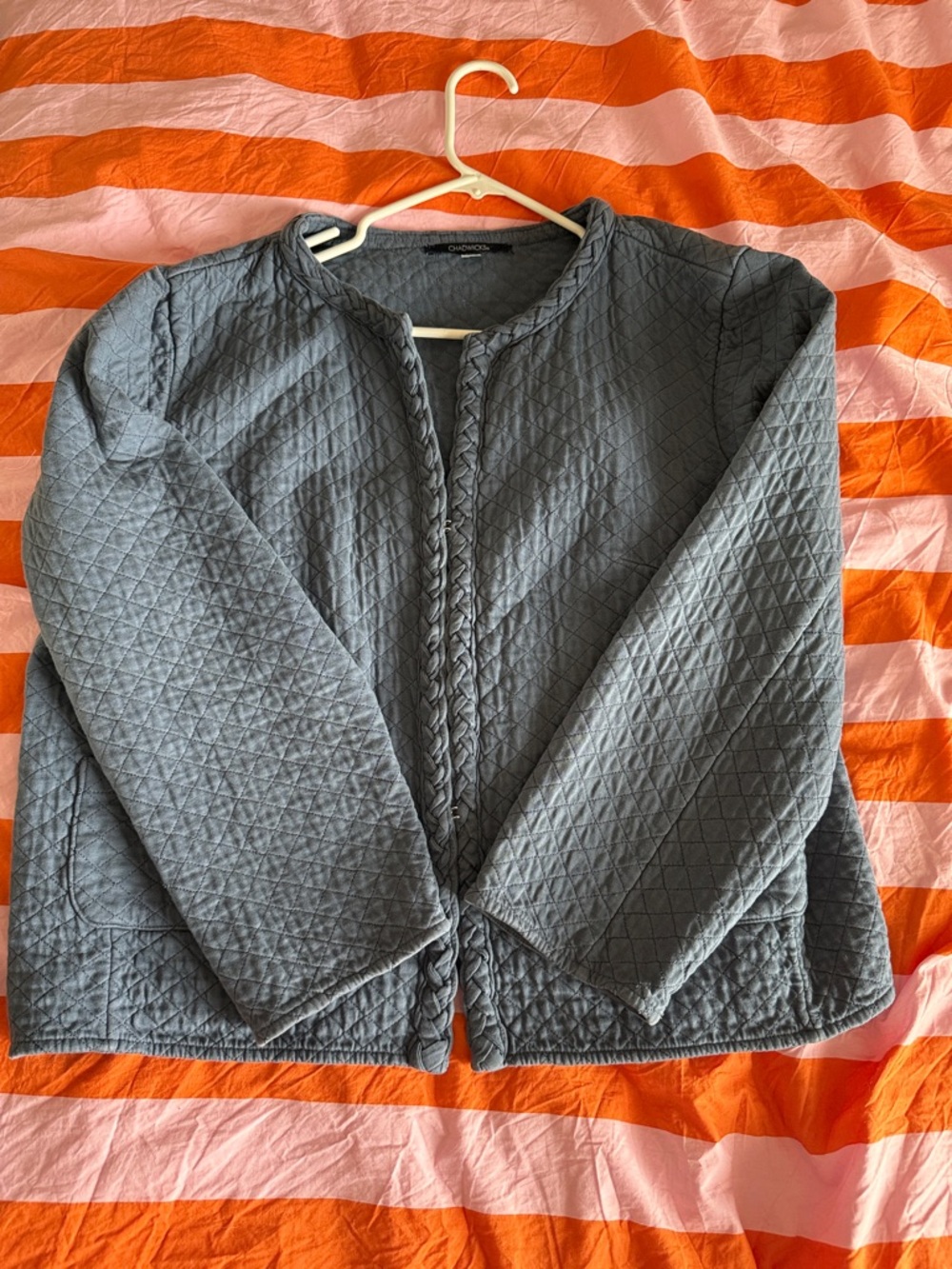Chadwicks Quilted Open-Front Jacket in Gray